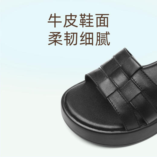 信诺真皮舒适凉鞋女2025夏新款厚底外穿轻便猪笼鞋透气露趾妈妈鞋X5L033-97 商品图2