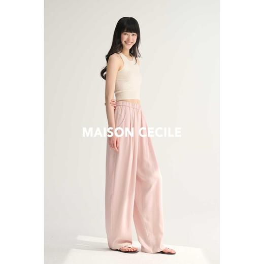 MAISON CECILE神裤升级/多色亚麻舒适透气松紧腰百搭阔腿休闲裤 商品图4