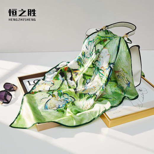 2025新款桑蚕丝丝巾时尚真丝丝巾芳草渡小方巾70夏季披肩百搭丝巾夏季配饰新款爆款 商品图6