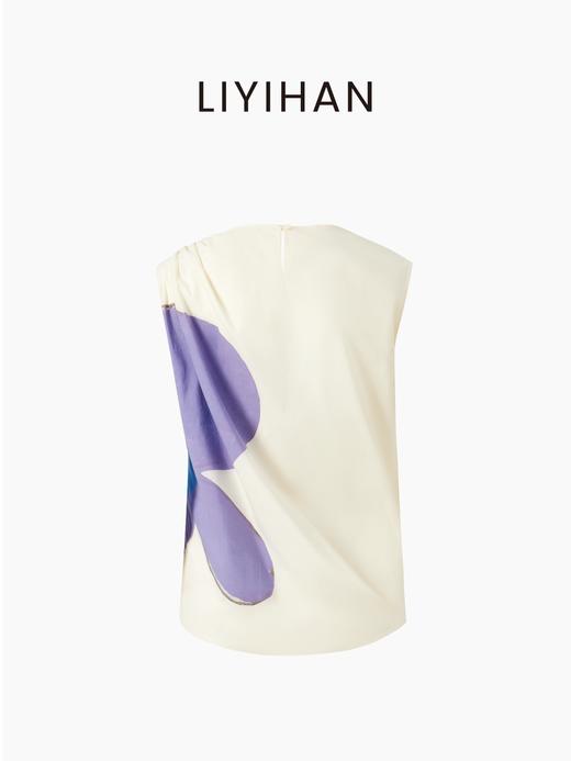 LIYIHAN花影 | 25夏新款纯棉大花朵褶皱上衣圆领无袖宽衬衫松舒适 商品图1