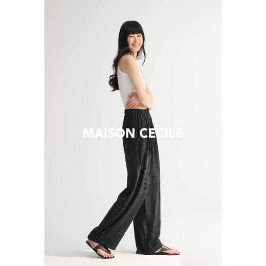 MAISON CECILE亚麻条纹松紧腰实穿百搭松弛感懒人神裤 商品图1