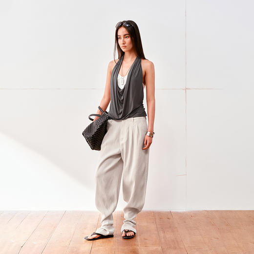 NUTH荡领假两件拼色挂脖吊带背心 商品图0