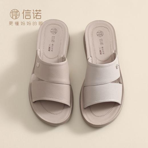 信诺真皮拖鞋女新款2025夏季软底妈妈外穿轻便舒适中老年中年凉鞋5L618-30 商品图7