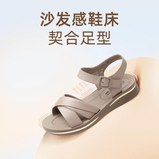 信诺真皮舒适妈妈凉鞋2025夏季新款软底女鞋外穿轻便平底中老年鞋5L618-23 商品图3