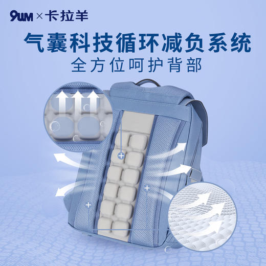 卡拉羊X九微米24L/26L中学生防下坠减负气囊缓震轻奢立体手表书包卢浮宫 U5177/L 商品图3