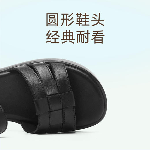 信诺真皮舒适凉鞋女2025夏新款厚底外穿轻便猪笼鞋透气露趾妈妈鞋X5L033-97 商品图3