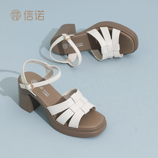 信诺真皮舒适罗马凉鞋女2025夏季新款外穿时尚气质百搭时装女鞋子X5L033-98 商品图4