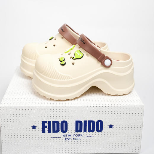 潮人夏日必备 | FIDODIDO(七喜小子)  夏季女款厚底洞洞鞋 防滑eva材质鞋子 3色入 商品图2