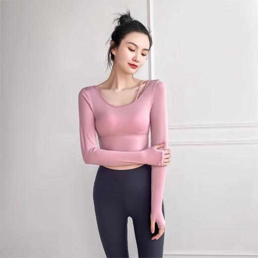 跃牌【洛水之神系列】瑜伽服长袖女带胸垫秋冬健身服时尚运动上衣瑜伽跑步t恤206 商品图2