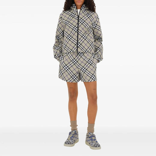 BURBERRY 巴宝莉 女士马术骑士徽标贴花短款双面格纹夹克外套 格子 8105824 B9629 商品图2