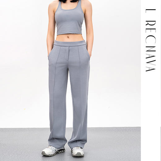 L RECNAVA 莫代尔云感空气层直筒裤 高腰松紧腰头宽松裤 显腿直 挺阔不易起球 商品图1