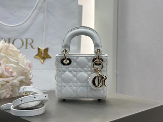 DIOR迪奥LadyDior金色Logo吊坠藤格纹图案可拆卸可调节肩带羊皮革戴妃包单肩斜挎手提包超迷你（HH） 商品图1