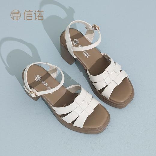 信诺真皮舒适罗马凉鞋女2025夏季新款外穿时尚气质百搭时装女鞋子X5L033-98 商品图7