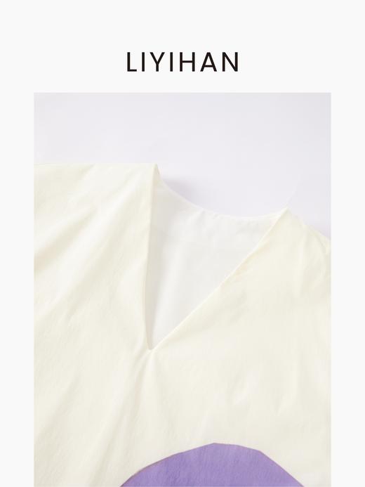LIYIHAN花影 | 25春纯棉V领大花朵连衣裙廓形抽褶直筒裙子时尚感 商品图2