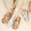 平跟牛筋软底妈妈凉鞋，镂空透气头层牛皮复古洞洞女鞋MLD-5323 商品缩略图0