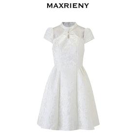 MAXRIENY夏连衣裙蕾丝气质白色夏季少女复古法式提花MS85DR063A10(货号:MS85DR063A10)