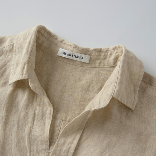 ROMI STUDIO“复古松弛”100%色织亚麻洗水做旧翻领衬衫 RWCSSY2039 商品图2