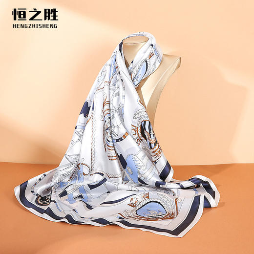 高级感真丝丝巾90春秋女士大方巾防晒新款素绉缎桑蚕丝高档伴手礼百搭丝巾夏季配饰新款爆款夏季披风丝巾 商品图8