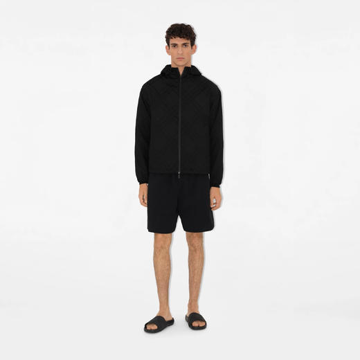 BURBERRY 巴宝莉 男士B盾造型压纹格纹潜水拖鞋 黑色 8104718 A1189 商品图3