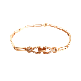 【天然正品】莱绅通灵AU750玫瑰金简约时尚0.09克拉钻石手链链长：18CM（长度不可调节）女士现售价：5280！070425NJS13