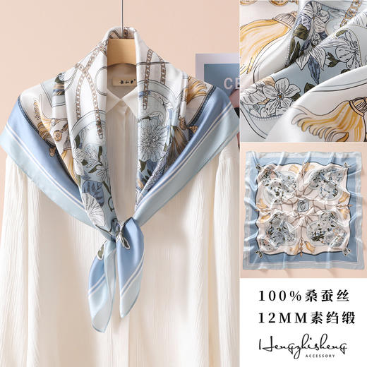 高级感真丝丝巾90春秋女士大方巾防晒新款素绉缎桑蚕丝高档伴手礼百搭丝巾夏季配饰新款爆款夏季披风丝巾 商品图14