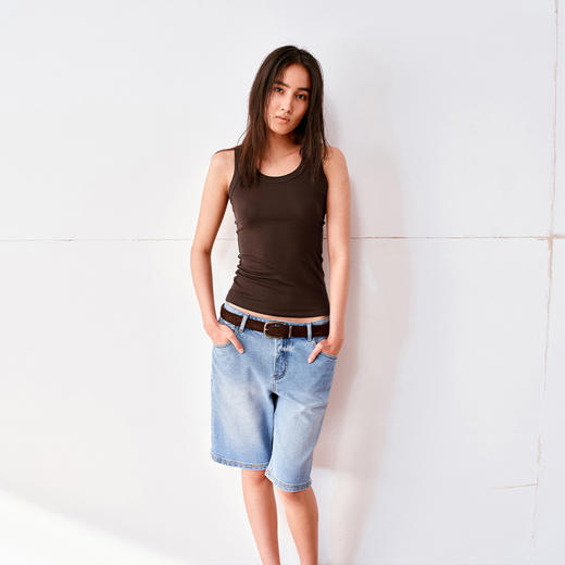 NUTH轻薄弹力吊带女修身亲肤透气U领工字背心女 商品图1