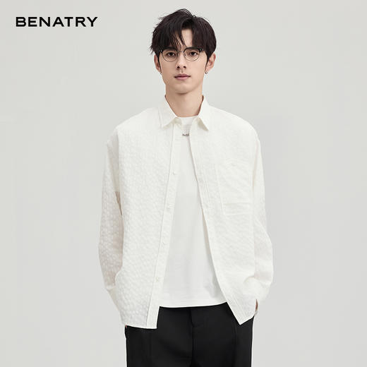 贝纳川微皱肌理长袖衬衣ECF111002401 商品图1