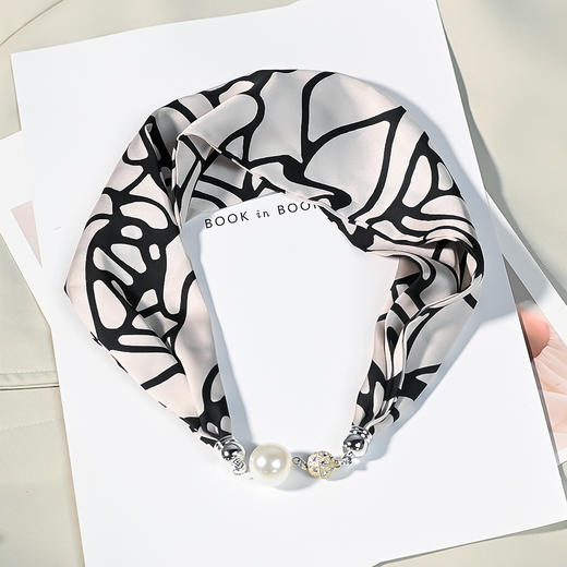 磁吸小领巾 磁力扣丝巾项链装饰围脖懒人发带百搭多功能珍珠飘带百搭丝巾夏季配饰新款爆款 商品图7