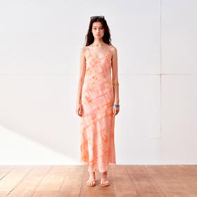 NUTH 度假印花双层吊带连衣裙轻薄微透连衣裙长裙