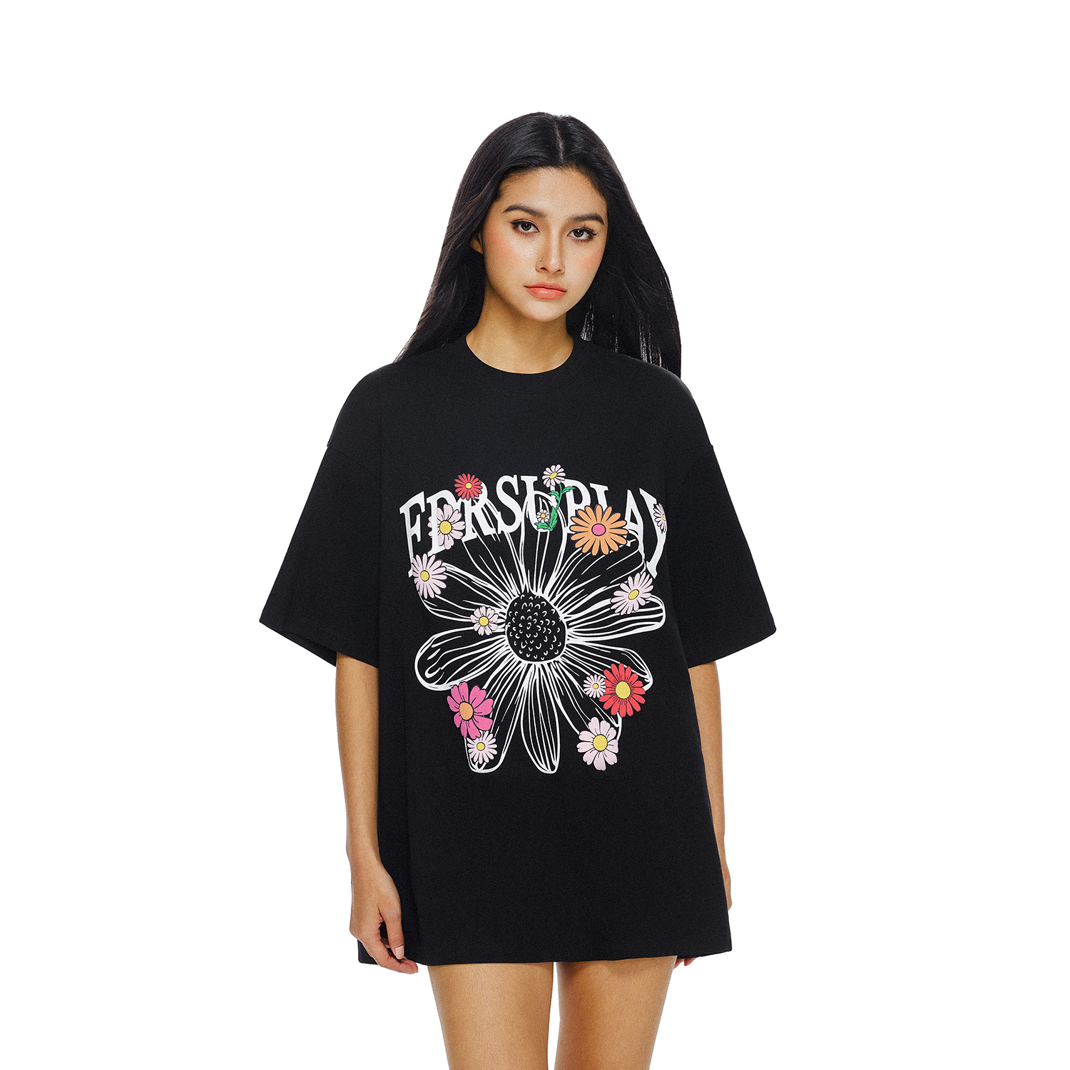 FDR官方店 印花彩色小雏菊短袖T恤男女夏季宽松运动情侣体恤上衣