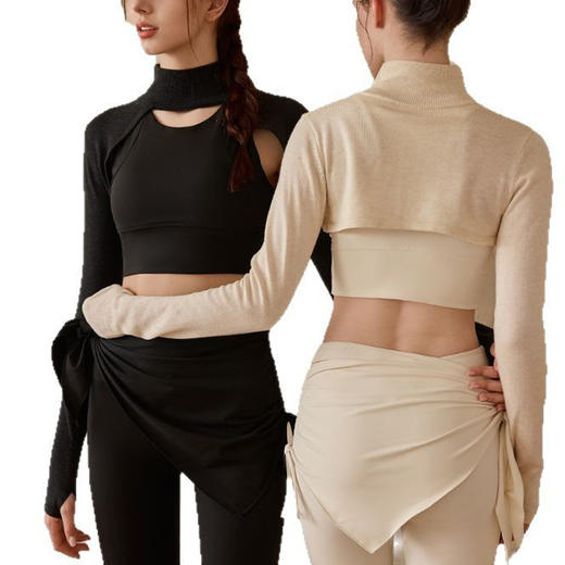 跃牌【洛水之神系列】瑜伽罩衫长袖套头时尚罩衫健身普拉提短款披肩瑜伽服上衣323 商品图4