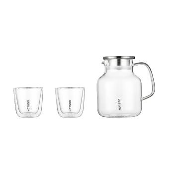 清韵玻璃冷水壶套装DQY-TZ016B 水壶1400mL＋分享杯200mL*2 商品图0