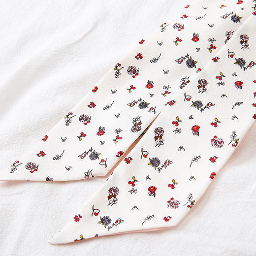 原创碎花真丝丝巾小围脖发带女长条斜角飘带法式复古绑包丝巾领巾百搭丝巾夏季配饰新款爆款 商品图2