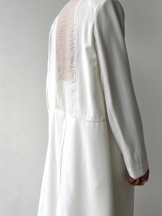 ranyepersonal｜coat 垫肩低胸系带后网纱拼接宽松西装大衣  [ 白LELUXE22CO01 ] 商品图1