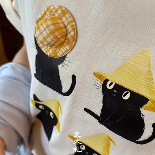 【现货】良木礼趣味猫咪白T（7374） 商品图1