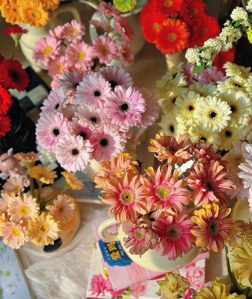 弗朗太阳鲜花充满活力，花型独特，颜色欢快，总能为人带来温暖和幸福，瓶插时间比起其它鲜花来说更久✨灿烂缤纷的色彩，看着心情都变好了🤗，约16支/束+送4支防损耗 商品图3