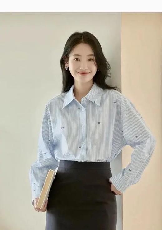 LPIUTY品牌直发！蝴蝶结刺绣条纹衬衫 C1225021 商品图0