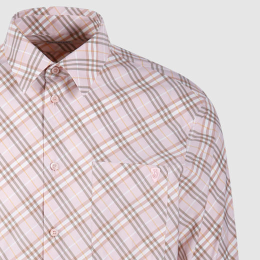 BURBERRY 巴宝莉 男士B字盾形刺绣宽松格纹棉质长袖衬衫 格子 8104476 C2143 商品图3