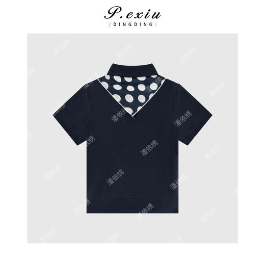 03-4潘依绣丁丁宠粉天-丝Polo领波点方巾气质风短袖T恤 M8616 商品图2