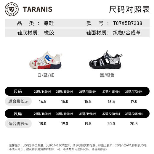 泰兰尼斯夏包头童鞋个性撞色儿童鞋子休闲运动风网布凉鞋T07X5B7338 商品图8