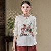 XM-275新中式国风打底衫立领重工刺绣提花小衫2025新款妈妈装t恤衫上衣 商品缩略图2