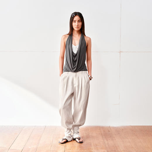 NUTH荡领假两件拼色挂脖吊带背心 商品图2