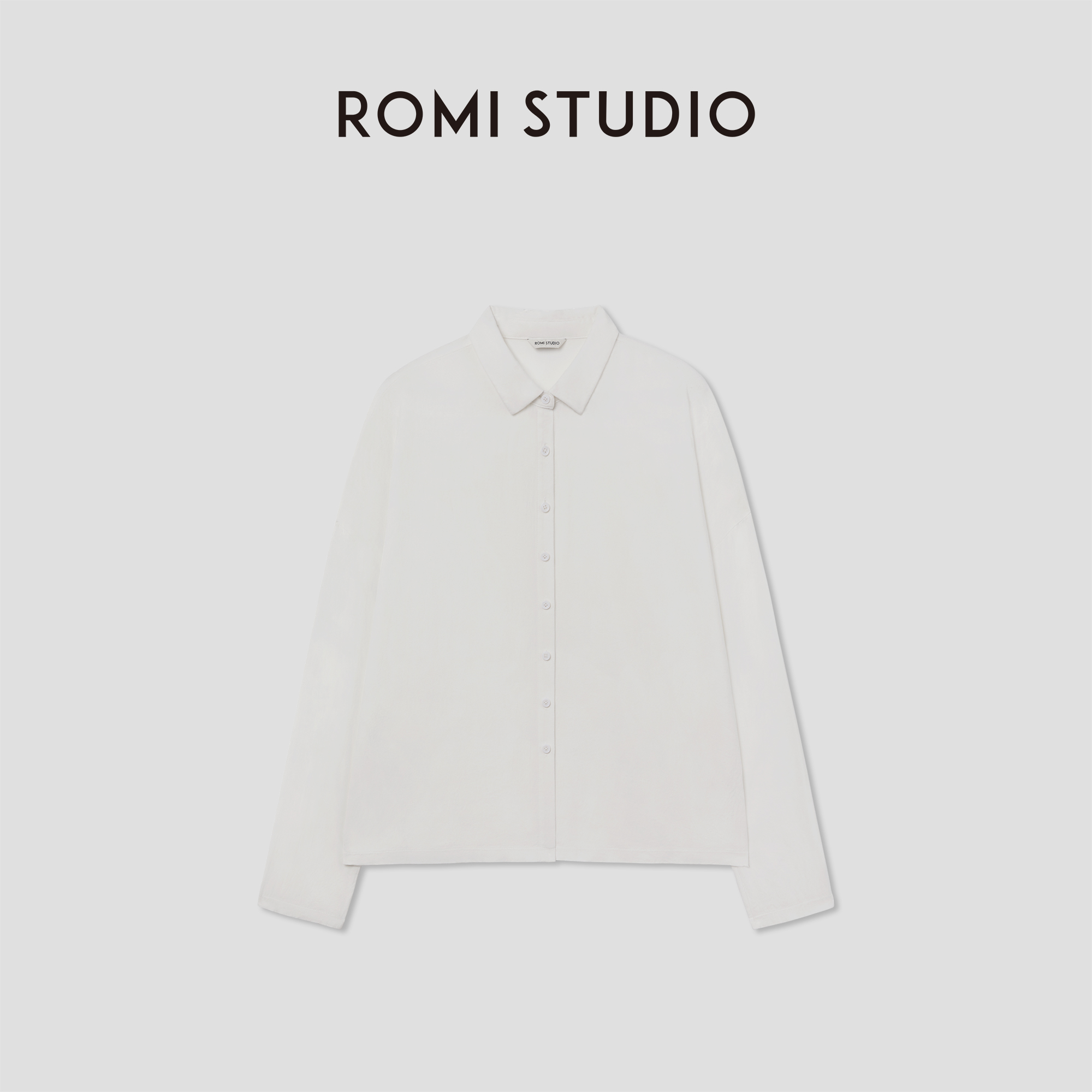 ROMI STUDIO“去繁就简”斜纹棉砂洗软糯宽松小翻领衬衣RW24LSY0791/RWCSSY2597