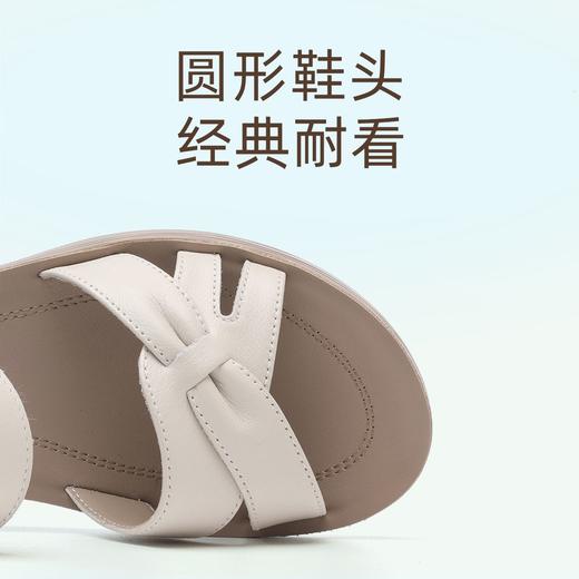 信诺真皮妈妈凉鞋女款平底2025新款夏季平底舒适软底魔术贴女鞋子5L618-39 商品图3