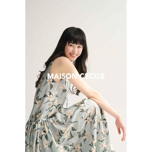 MAISON CECILE设计师印花/新中式花卉优雅真丝桑蚕丝背心连衣裙 商品图2