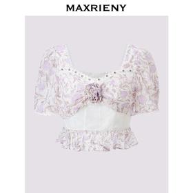 MAXRIENY2024夏紫玫瑰蕾丝上衣(货号:MS85TP058)