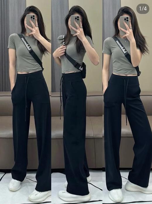 Iulu神裤鼻祖throwbak stil黑色好显瘦
直筒阔腿版型，完全不挑腿型
面料糯叽叽的好软好亲肤,一年四季都可以穿
随便搭配一件T恤上衣显瘦又时髦 商品图2