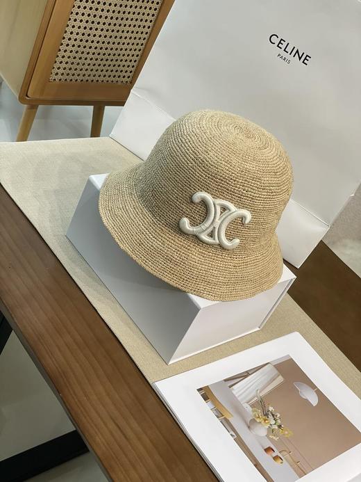 CELINE赛琳字母Logo简约舒适时尚渔夫帽新款凯旋门编织草帽（CO） 商品图2
