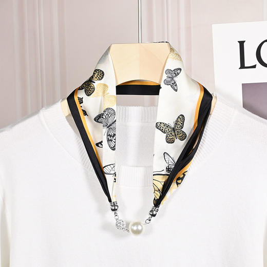 磁吸小领巾 磁力扣丝巾项链装饰围脖懒人发带百搭多功能珍珠飘带百搭丝巾夏季配饰新款爆款 商品图3