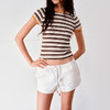 NUTH复古条纹撞色圆领插肩袖修身短袖T恤女 商品缩略图5